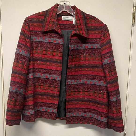 Alfred Dunner Women’s Lined Jacket Open Front Size 16P with beading - Picture 1 of 5